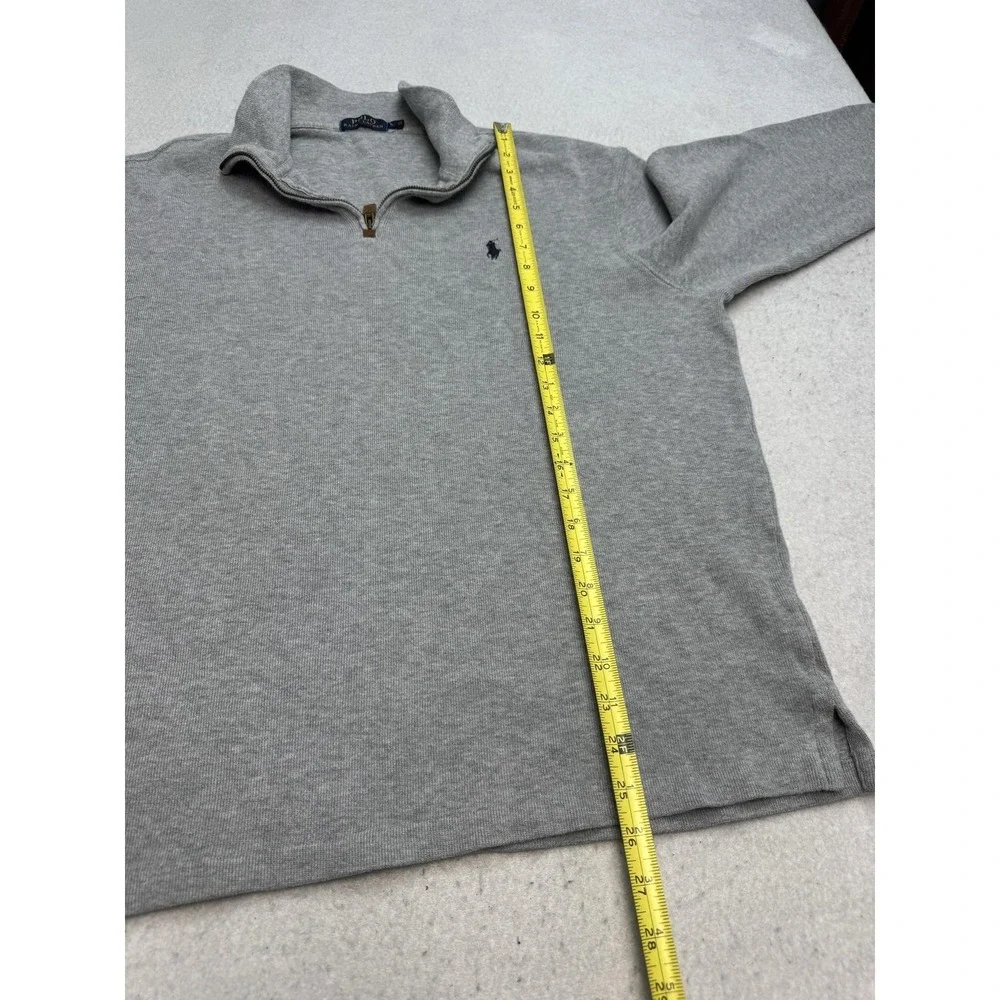 Polo Ralph Lauren Sweater Mens Large Gray 100% Cotton Quarter Zip Mock Neck Knit